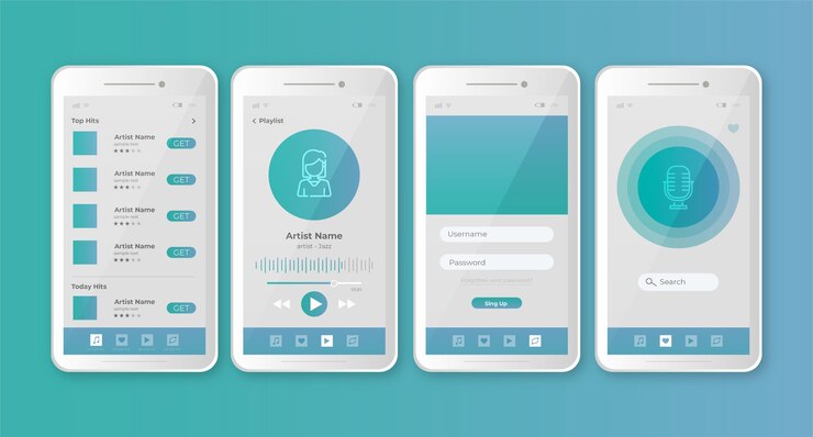 Free Vector music player app design