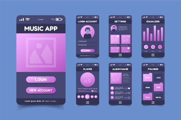 Free vector music player app interface concept