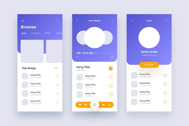 Music player app interface concept