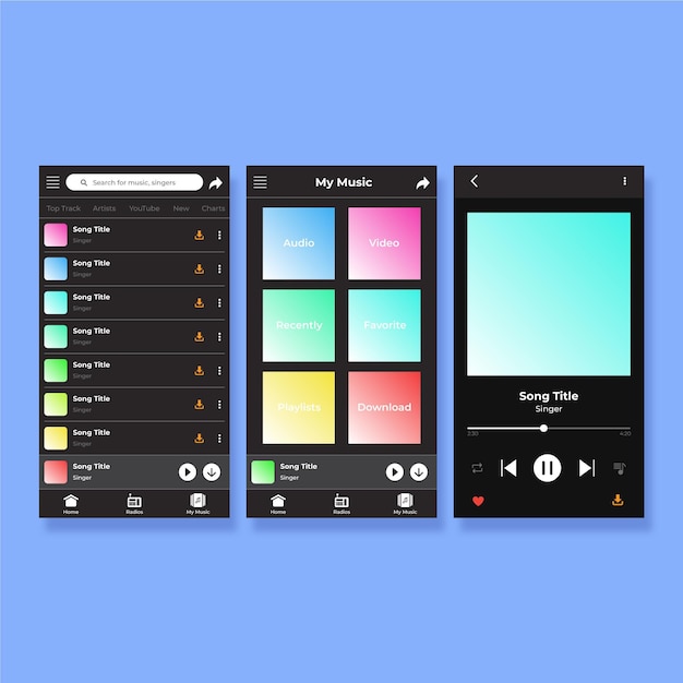 Music player app interface concept