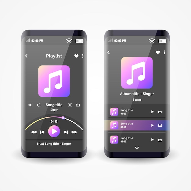 無料ベクター 音楽プレーヤーアプリインターフェイスのコンセプト