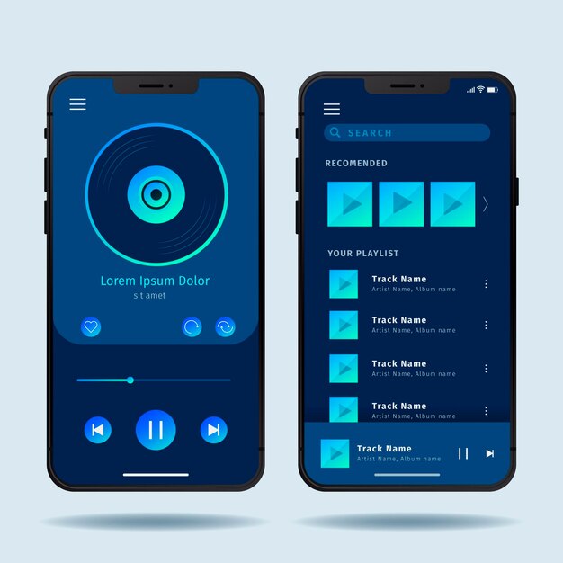 Music player app interface concept