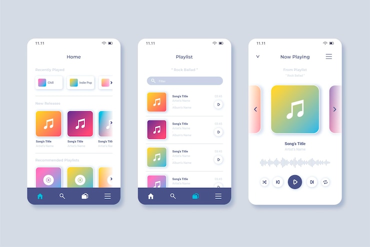 Free Vector music player app interface concept
