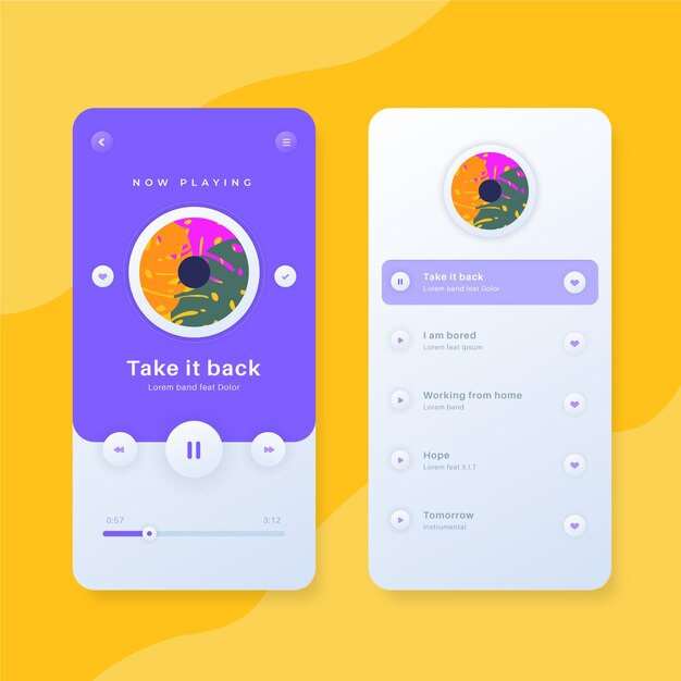 Music player app interface style