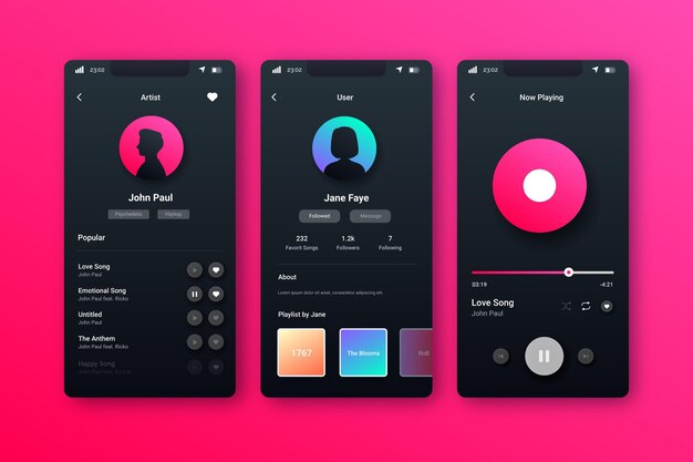 음악 플레이어 앱 인터페이스 템플릿 모음
