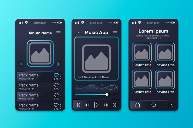 音楽プレーヤーアプリインターフェイステンプレートコレクション
