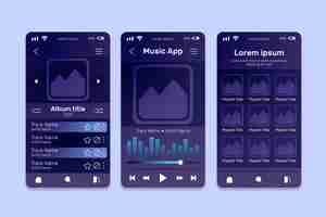 Free vector music player app interface template set