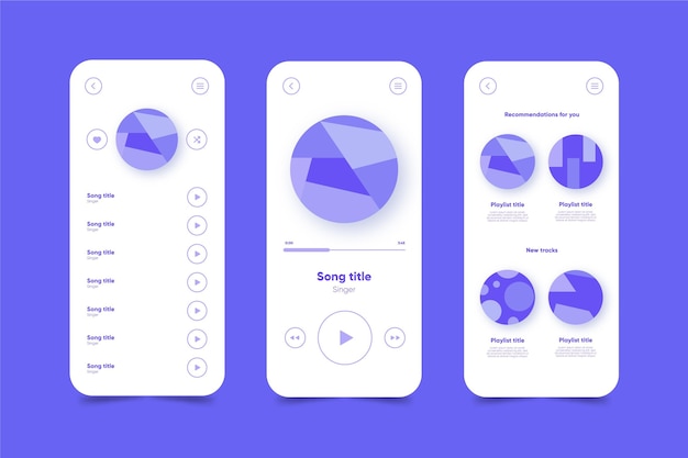 Music player app interface template