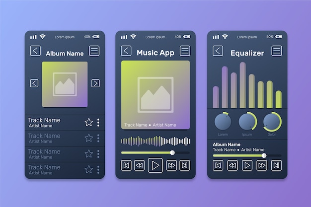 Music player app interface with sound waves