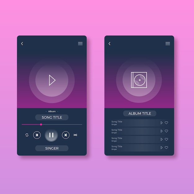 Free vector music player app interface