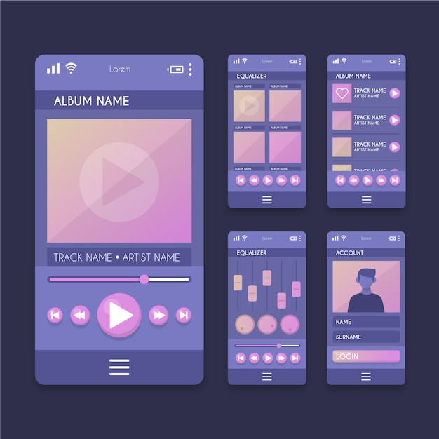 Free vector music player app interface