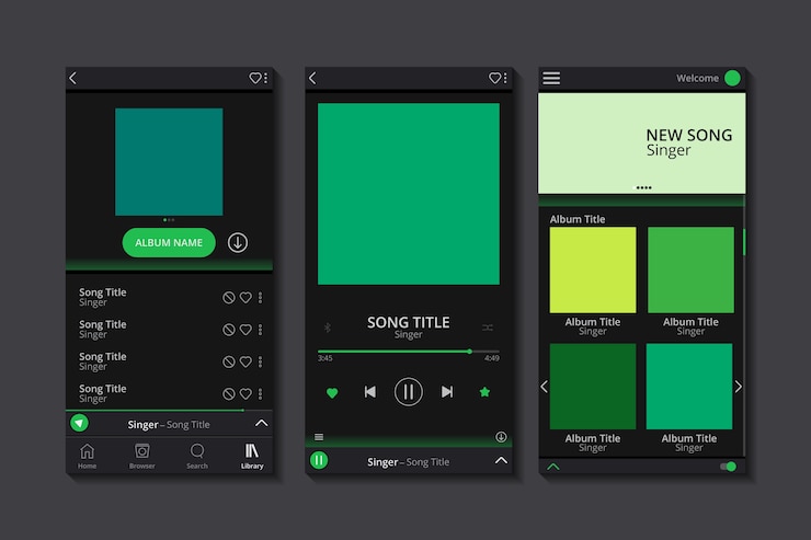 Free Vector music player app interface