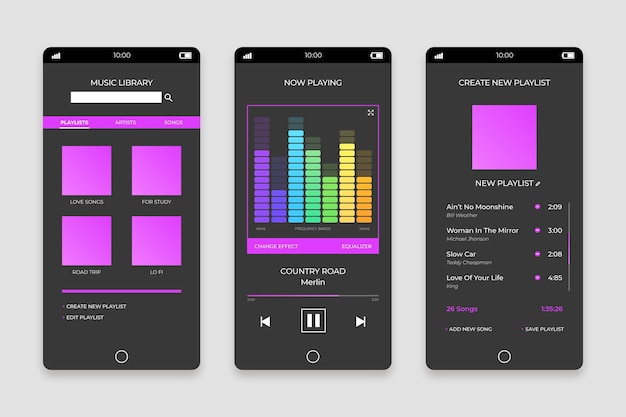 Interfaccia dell'app del lettore musicale