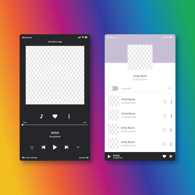 Free vector music player app interface