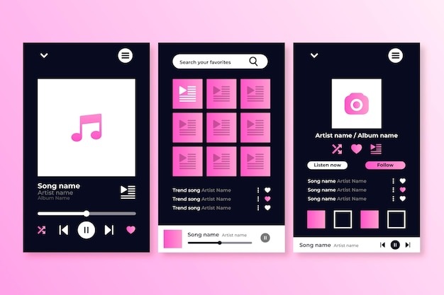 Interfaccia dell'app del lettore musicale