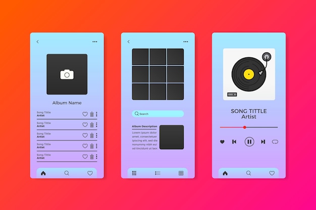 Free vector music player app interface