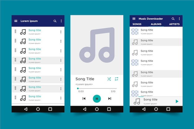 Interfaccia dell'app del lettore musicale