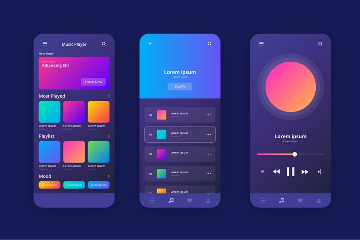 Free Vector music player app interface