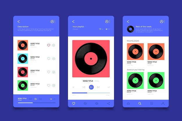 Free vector music player app interface