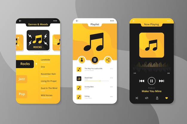 Interfaccia dell'app del lettore musicale