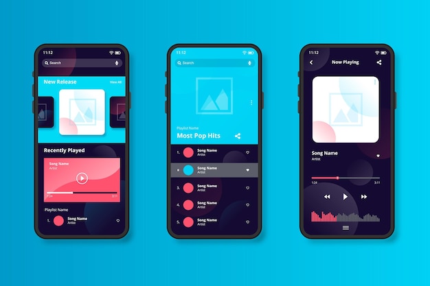 Free vector music player app interface