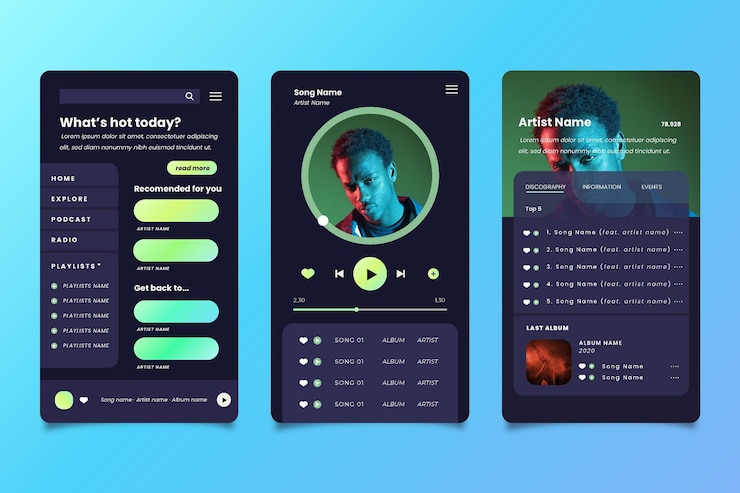 Free Vector music player app interface