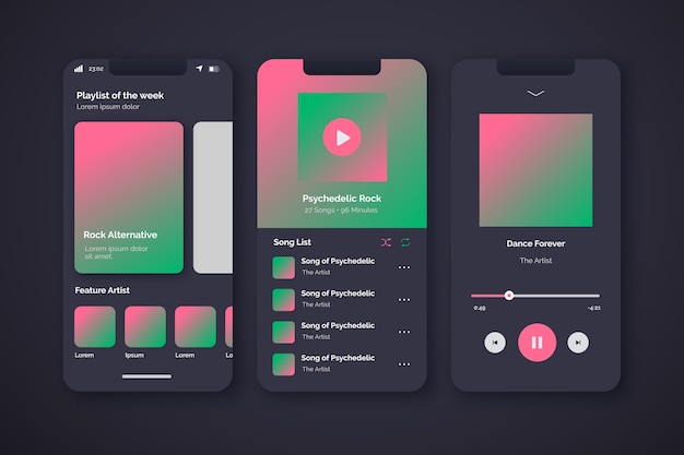 Free vector music player app for mobile phones