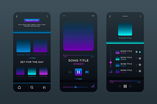 Free vector music player app template theme