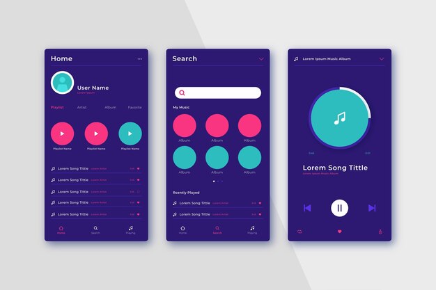 Interfaccia facile da usare dell'app del lettore musicale