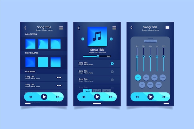 Music player application interface collection