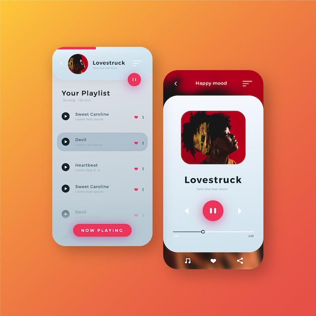 music player application interface template collection