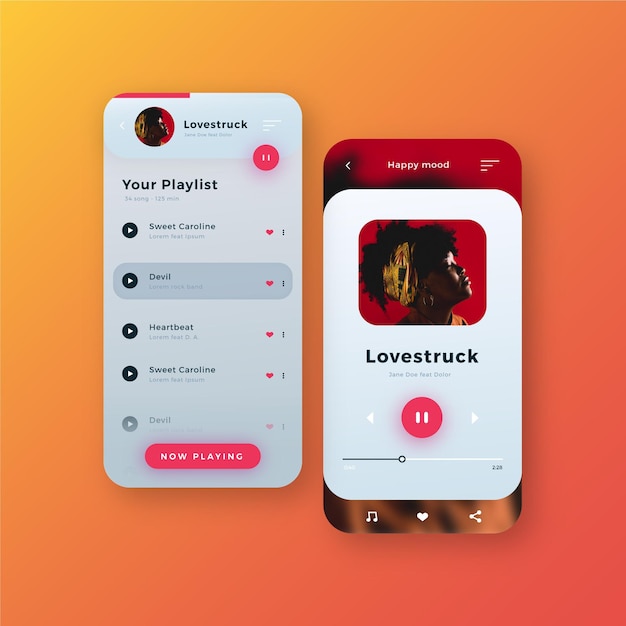 Music player application interface template collection