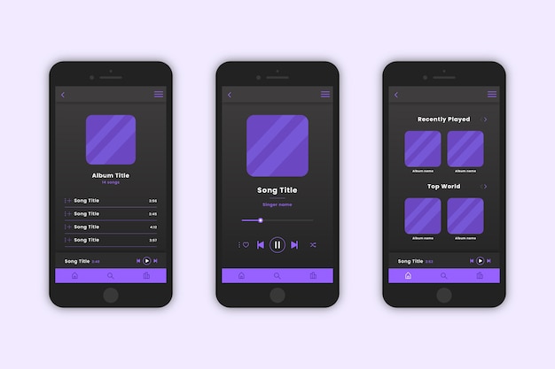 Free vector music player application interface