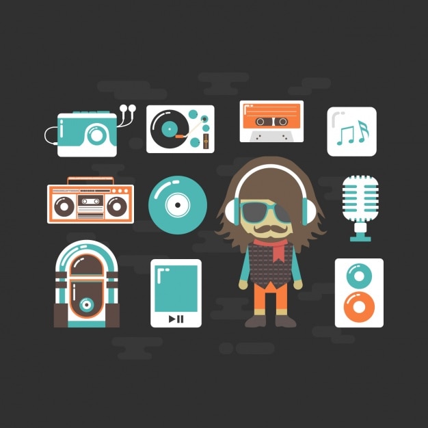 Free vector music players collection