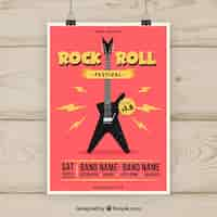 Free vector music poster concept with guitar