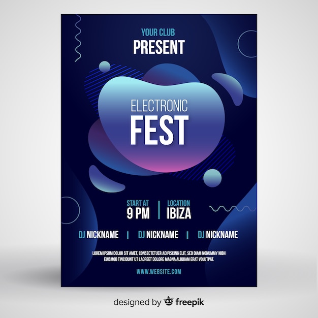 Free vector music poster template with liquid effect