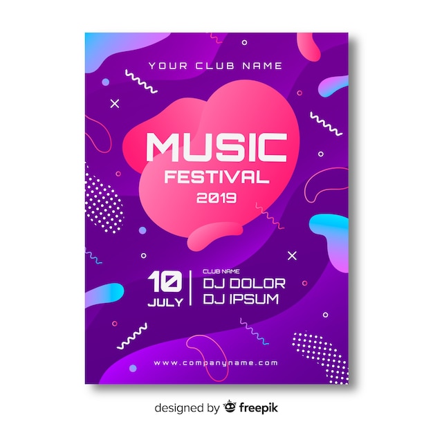 Music poster template with liquid effect