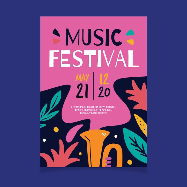 Music Poster with Leaves