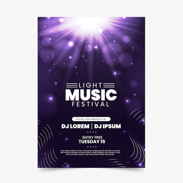 Free vector music poster with light effect