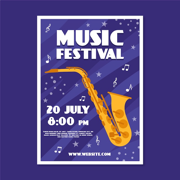 Free vector music poster with saxophone