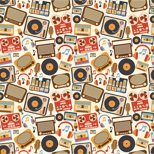 Music retro seamless pattern