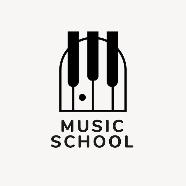 Vettore gratuito modello di logo della scuola di musica, vettore di progettazione del marchio dell'attività di intrattenimento