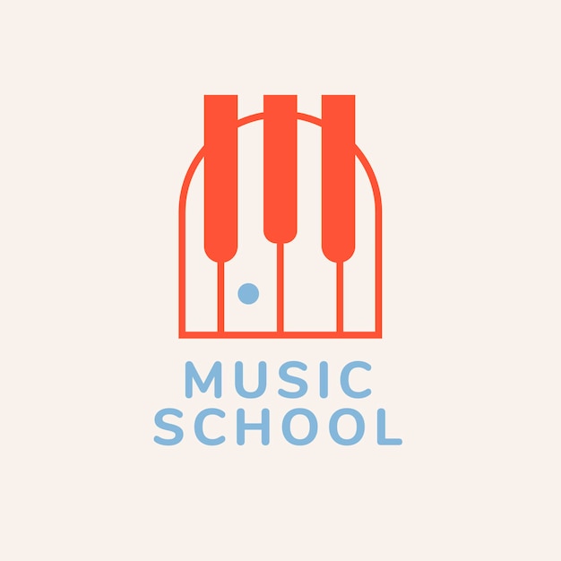 Vettore gratuito modello di logo della scuola di musica, vettore di progettazione del marchio dell'attività di intrattenimento