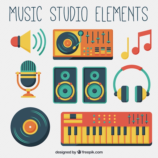 Free vector music studio equipment