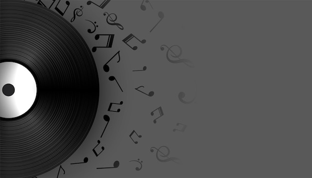 Free vector music vinyl record label with sound notes