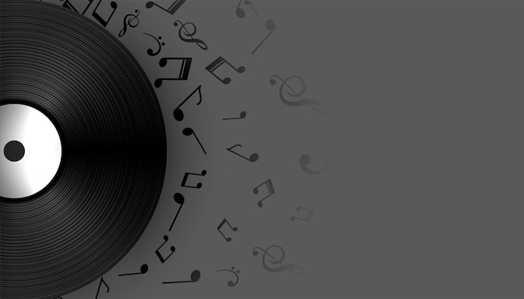 Free Vector music vinyl record label with sound notes