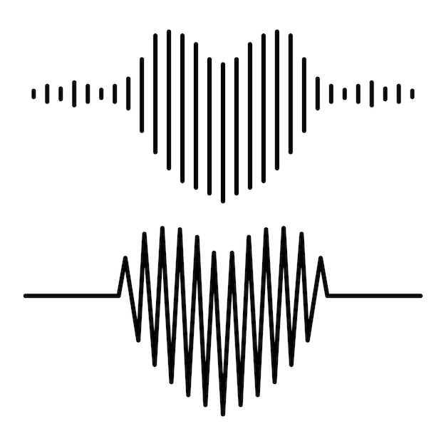 Free vector music waves heart