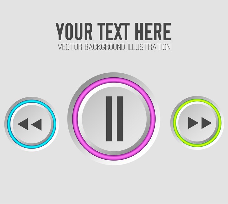 Free Vector music web buttons set template