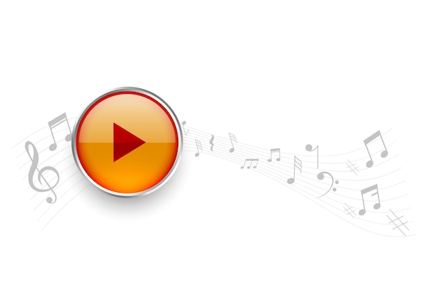 Free vector musical audio notation background with play button vector