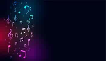 Free vector musical colorful notes on dark background